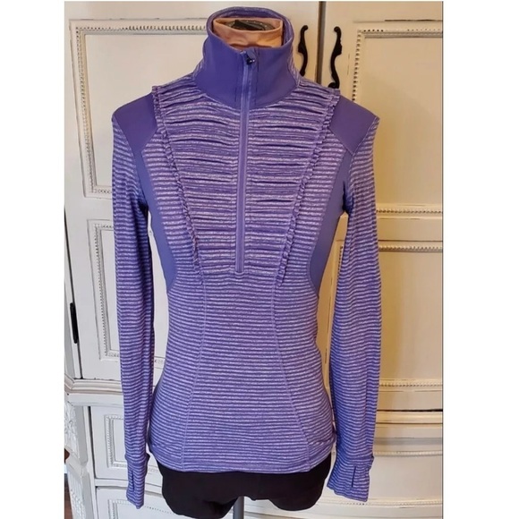 Lululemon half Zip  Pullover Top 6 Heathered Persian Purple Stripe - Picture 10 of 10